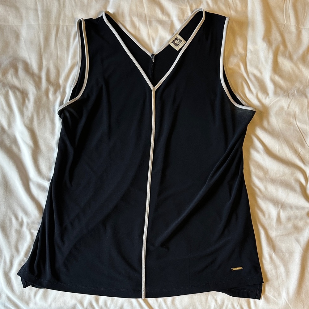 Anne Klein navy Tank Top with White Trim